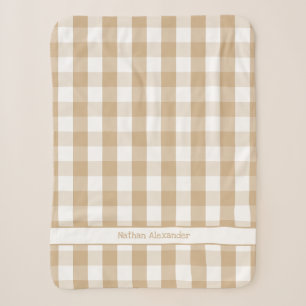 Tan White Buffalo Karo Decke mit Namen Sherpadecke