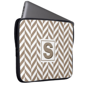 Tan White Herringbone Monogram Laptopschutzhülle