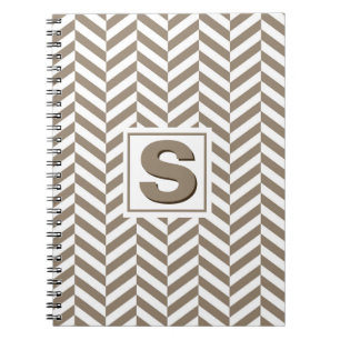 Tan White Herringbone Monogram Notizblock