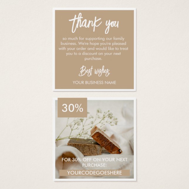 Tan White Photo & Promo Code Thank You (Vorne & Hinten)