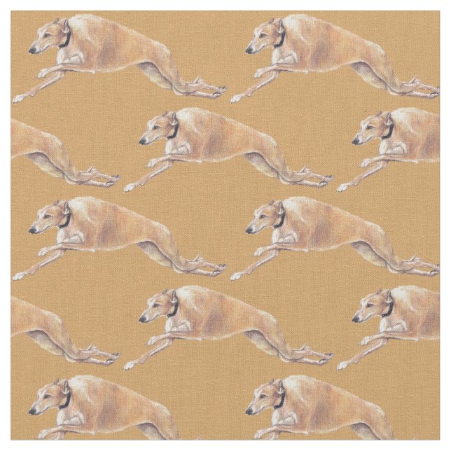 TAN-Windhund-laufender Hundekunst-Gewebe Stoff (Nahaufnahme)