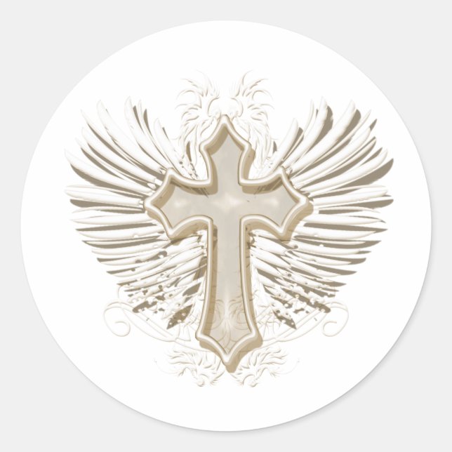 Tan Winged Cross Runder Aufkleber (Vorderseite)