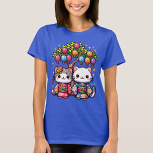 Tanabata-Kätzchen in Kimonos T-Shirt