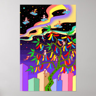 Tanabata-Sternenfestival, das in einer lebhaften N Poster