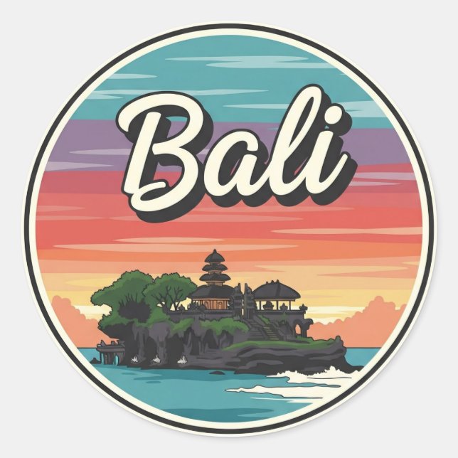 Tanah Lot Bali Indonesia Travel Runder Aufkleber (Vorderseite)