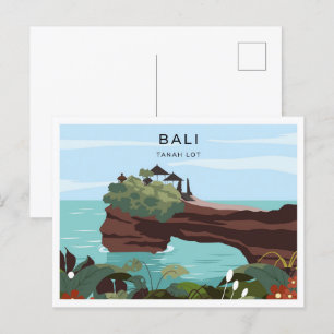 Tanah Lot Bali Indonesien Reise-Ort Illustration Postkarte