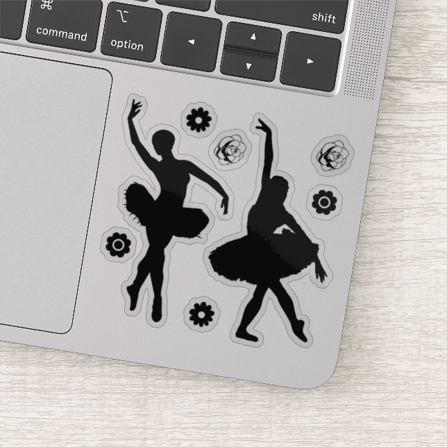 Tance Ballerina Ballett Blume Silhouette Aufkleber (Detail)