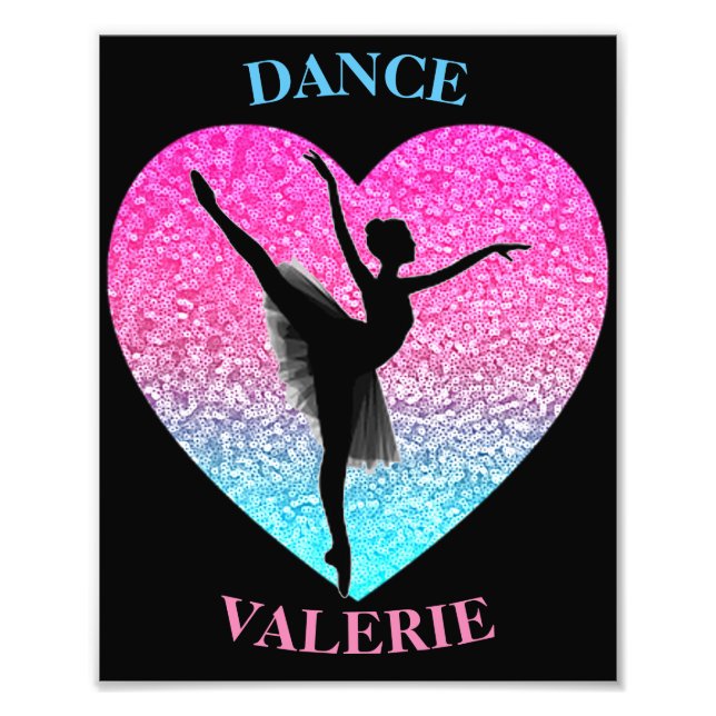 Tance Ballerina mit Personalisiertem Namen Fotodruck (Vorne)