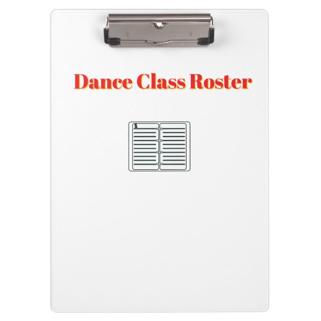 Tance Class Roster White Klemmbrett (Vorderseite)
