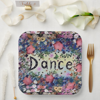 TANCE Polka Dot Floral in Rosa und Blau Pappteller