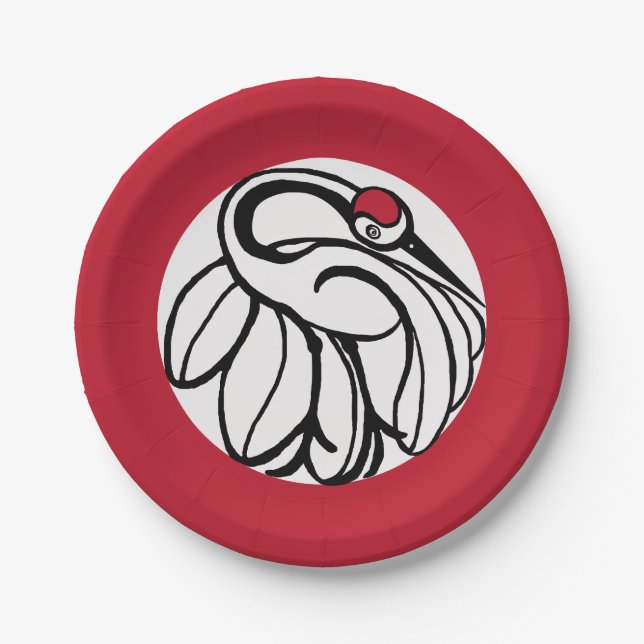 Tancho Japanese Crane Pappteller (Vorderseite)