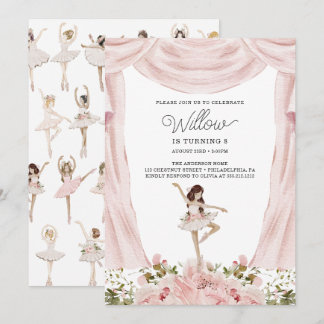 Tancing Ballerina Girl Geburtstagsparty Einladung
