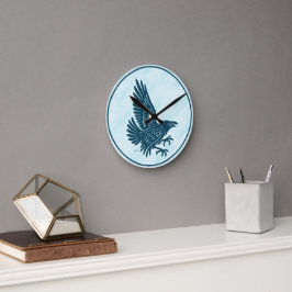 Tancing Blue Raven Runde Wanduhr