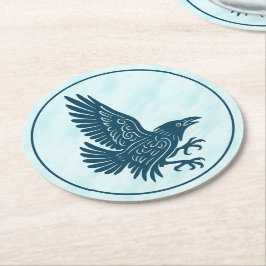 Tancing Blue Raven Runder Pappuntersetzer