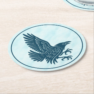 Tancing Blue Raven Runder Pappuntersetzer