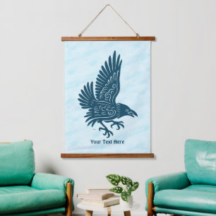 Tancing Blue Raven Wandteppich Mit Holzrahmen