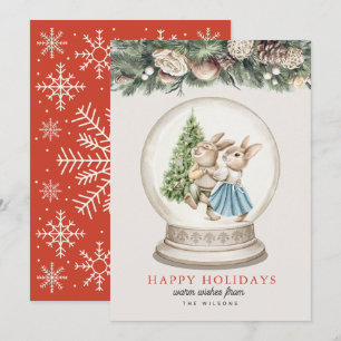 Tancing Bunnies Weihnachtsbaum Snow Grobe Feiertagskarte