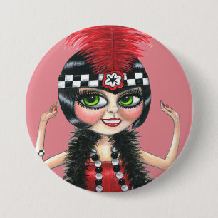 Tancing Flapper Girl Roaring 20 Button