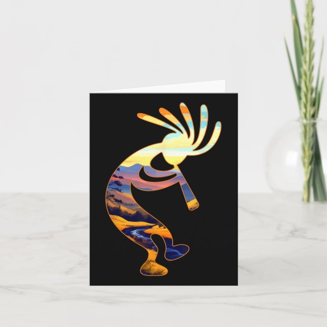Tancing Kokopelli Southwestern Usa Symbol Karte (Vorderseite)