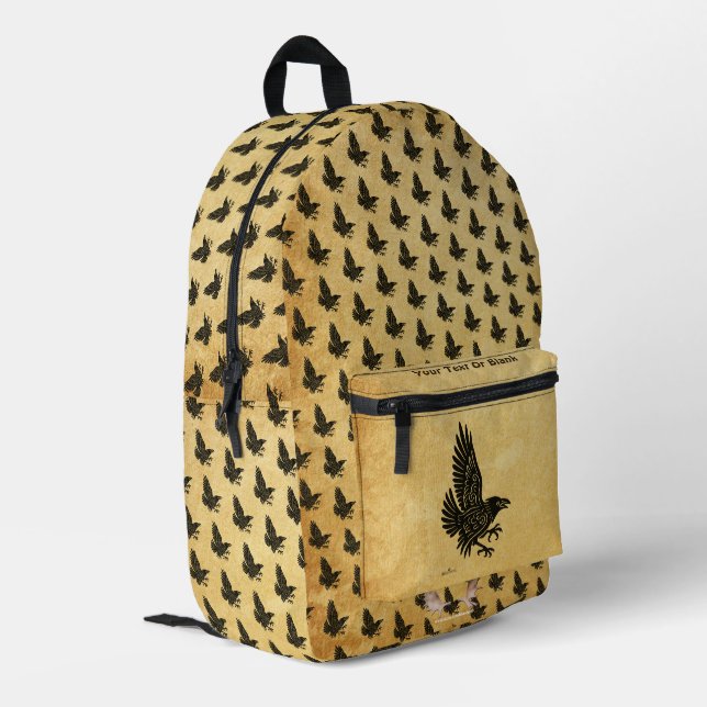 Tancing Norse Raven Bedruckter Rucksack (Rückseitige Ecke links)