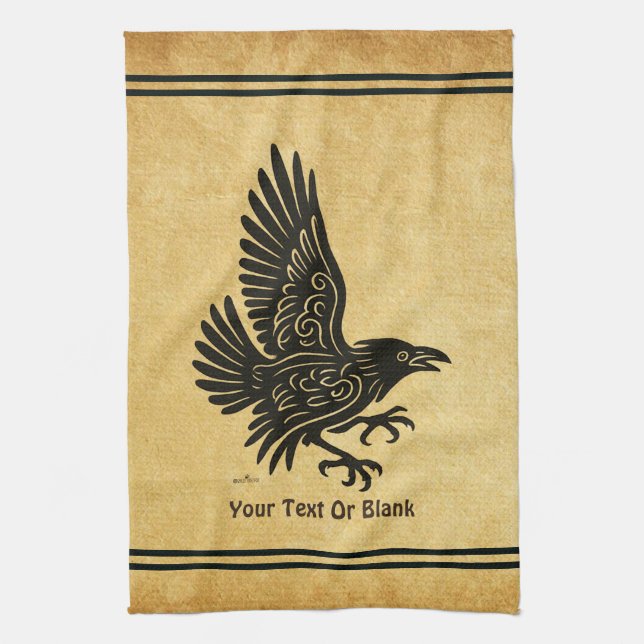 Tancing Norse Raven Geschirrtuch (Vertikal)