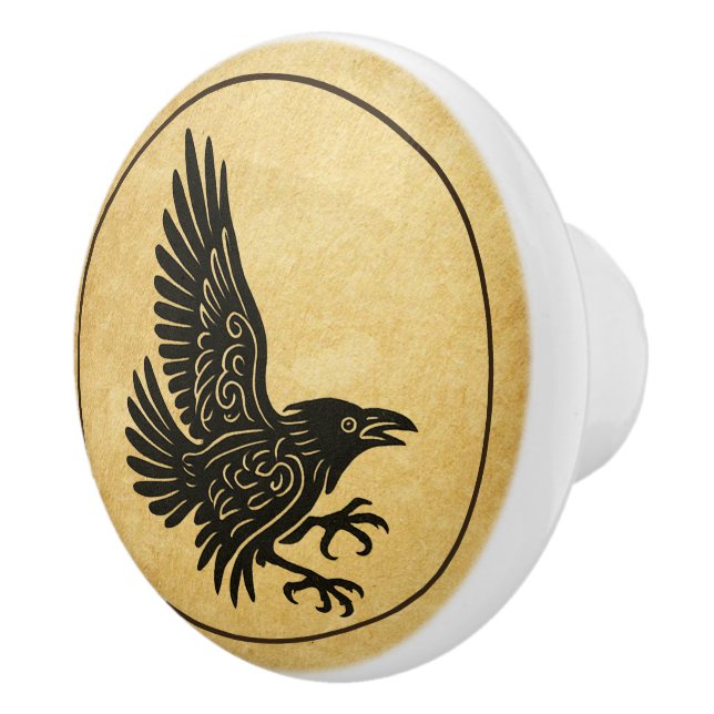 Tancing Norse Raven Keramikknauf (Rechts)