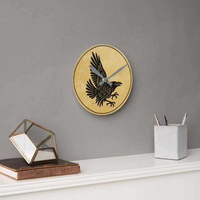 Tancing Norse Raven Runde Wanduhr (Büro)