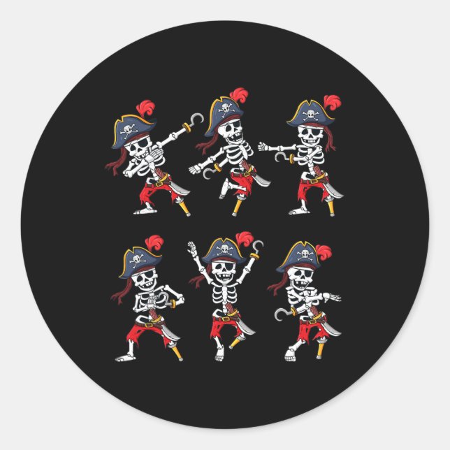 Tancing Pirate Skeletons TanzChallenge Boys Kinder Runder Aufkleber (Vorderseite)