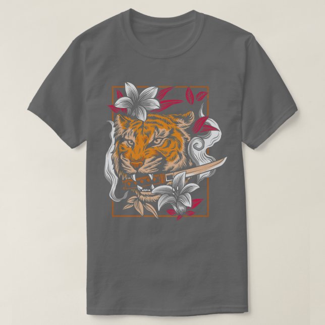 Tancing Tiger Japanisch Asiatische Kunst Inspirier T-Shirt (Design vorne)