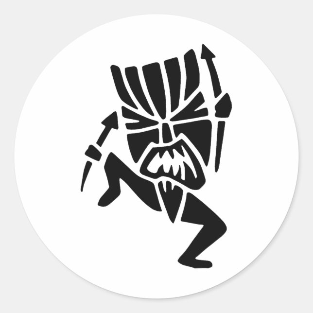 Tancing Tiki Man Runder Aufkleber (Vorderseite)