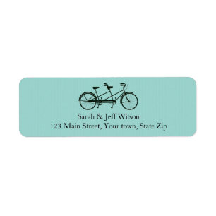 Tandem Bicycle Aqua Rücksendeadressen-Aufkleber
