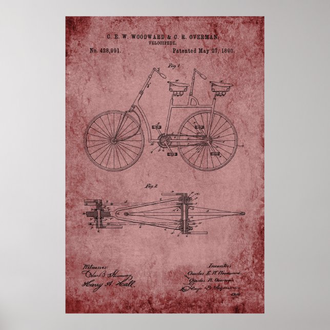 Tandem Bicycle Blueprint Poster (Vorne)