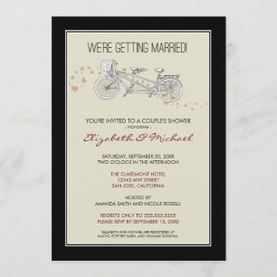 Tandem Bicycle Couple's Bridal Dusche Einladung