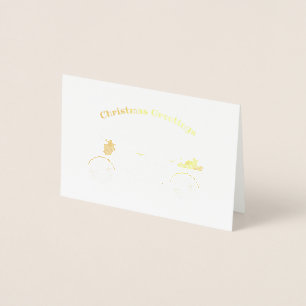 Tandem Bicycle Goldfolie Weihnachtskarte Folienkarte