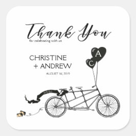 Tandem Bicycle Romantische Lässige Hochzeit Custom Quadratischer Aufkleber