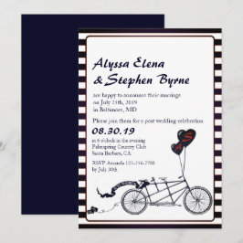 Tandem Bicycle Romantische Post Hochzeit Empfang Einladung