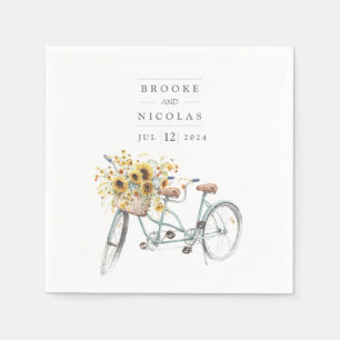 Tandem Bicycle Rustikale Sonnenblume Wasserfarbenh Serviette