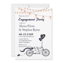 Tandem Bicycle String Lights Engagement Party