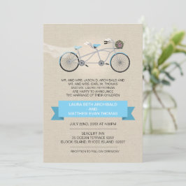 Tandem Bicycle Wedding Imitate Linen Einladung