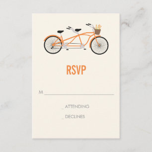 Tandem Bike Wedding RSVP - Orange Karte