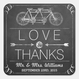 Tandem-Bikerkarte-Hochzeit Quadratischer Aufkleber