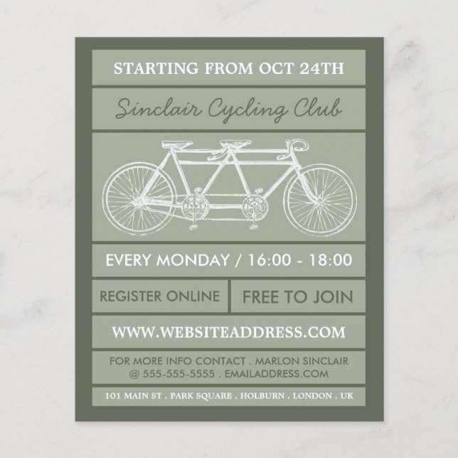 Tandem-Fahrrad, Flyer für Radwerbung (Vorne)