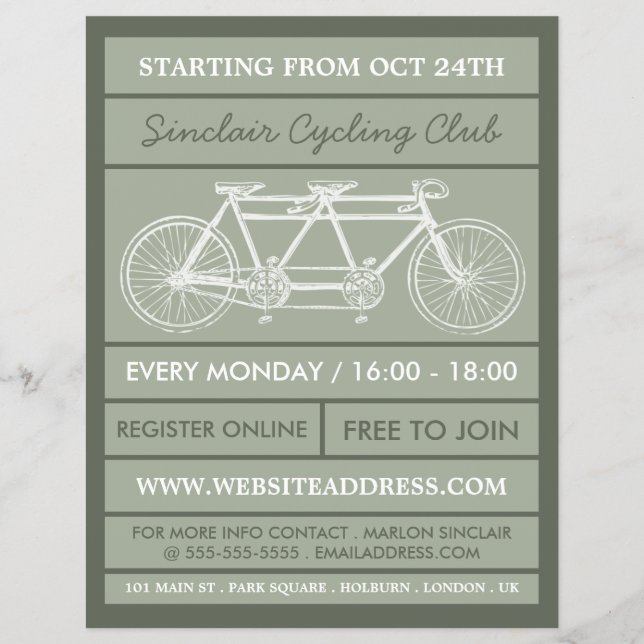Tandem-Fahrrad, Flyer für Radwerbung (Vorne)