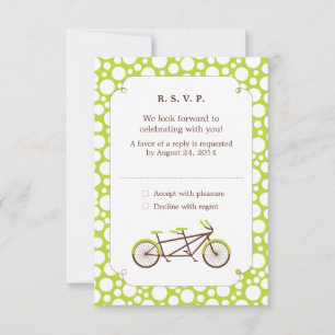 Tandem-Fahrrad (grüne Punkte) RSVP Karte