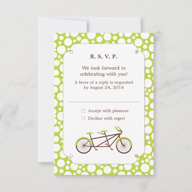Tandem-Fahrrad (Grüne Punkte)-UAWG RSVP Karte (Vorderseite)