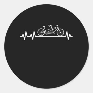 Tandem-Fahrrad-Herzschlag Puls-Zyklus Runder Aufkleber