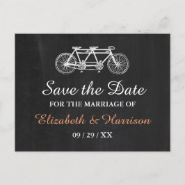 Tandem-Fahrrad-Hochzeit auf der Tafel retten das D Ankündigungspostkarte