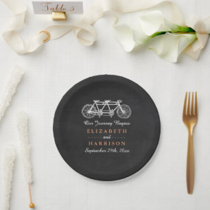 Tandem-Fahrrad-Hochzeit auf Halbpension Pappteller