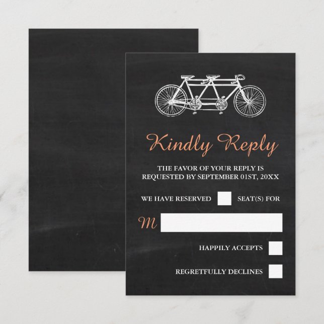 Tandem-Fahrrad-Hochzeit auf Halbpension RSVP Karte (Vorne/Hinten)