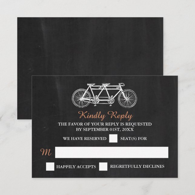 Tandem-Fahrrad-Hochzeit auf Halbpension RSVP Karte (Vorne/Hinten)
